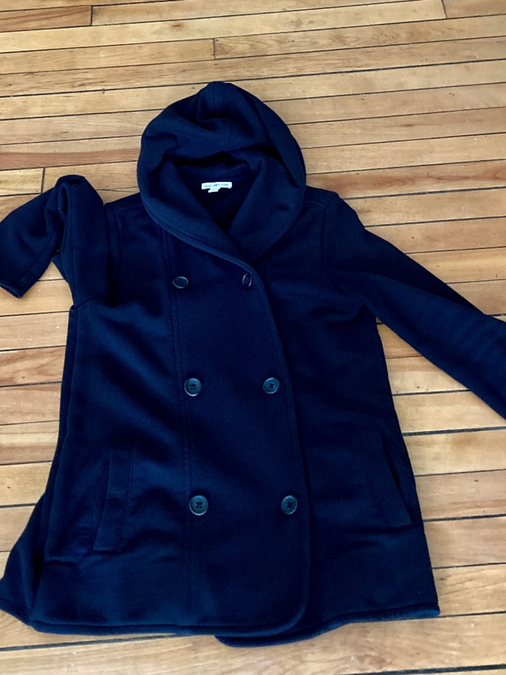James Perse Double Breasted Lightweight Cotton Hooded Jacket